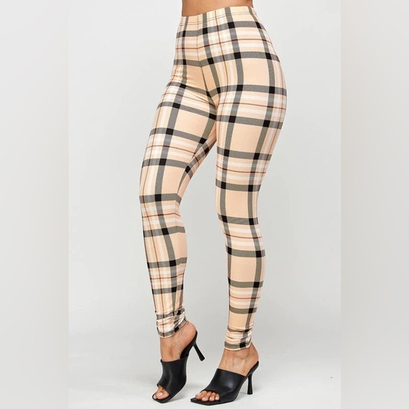 NEW Plush Soft Legging Set of Two | Beige Plaid and Fair Isle Pattern NWT - Picture 2 of 7